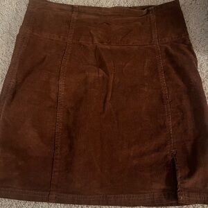 Free People Brown Holding onto a Dream Cord Mini Skirt